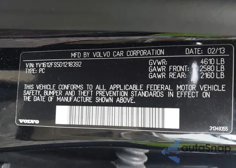 2013 Volvo S60 T5 z USA, uszkodzony, nr VIN YV1612FS5D1218392